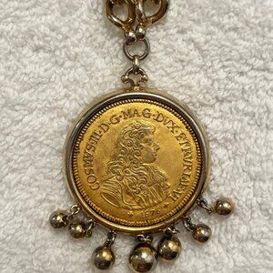 Vintage Nettie Rosenstein Roman Coin Pendant Necklace